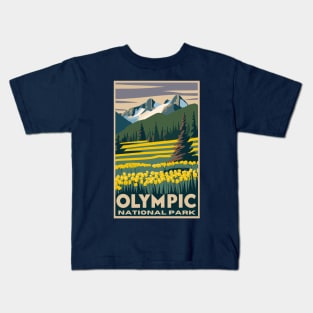 A Vintage Travel Art of the Olympic National Park - Washington - US Kids T-Shirt